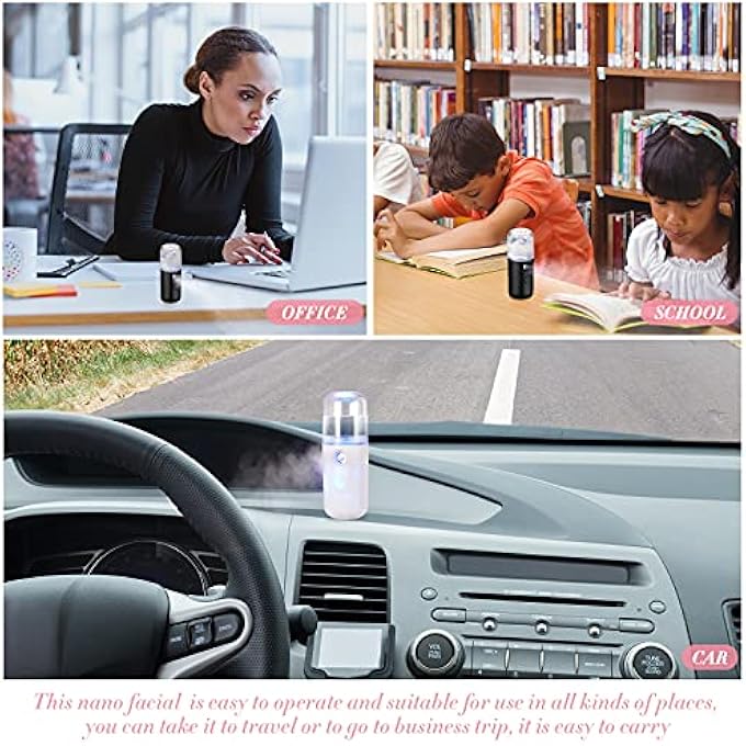 Excefore PORTABLE USB RECHARGEABLE NANO FACIAL MISTER SET, 30ML MINI FACE HUMIDIFIER & HYDRATING SPRAYER, IDEAL FOR SKINCARE AND MAKEUP, DUAL COLORS (BLACK & WHITE), 2 PACK - Image 2